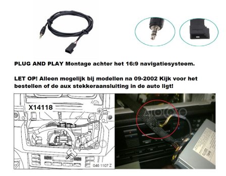 Aux in adapter Bmw E39 E46 E38 E53 X5 Navigatie Iphone 16:9 - 1