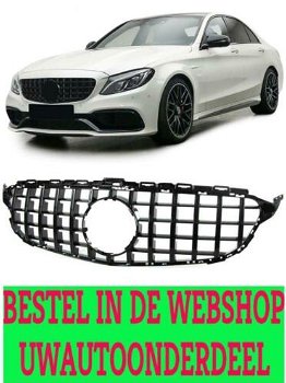 Mercedes W205 C Klasse Grill Sportgrill Hoogglans Zwart AMG - 1