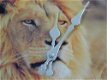 Klokn Leeuw , gemaakt van hout,leeuw ,kado,wandklok - 2 - Thumbnail