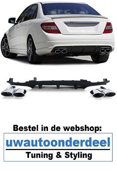 Mercedes C Klasse W204 C63 AMG Look diffuser Mat Zwart - 0