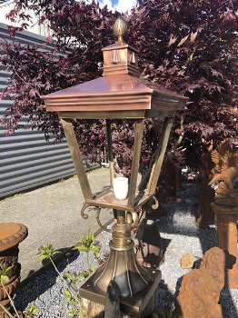 Lamp messing-koper X op voet, uitstraling,buitenlamp - 4