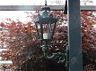 Nostalgische tuinlamp , wandlamp, groen, sierlijke arm - 1 - Thumbnail