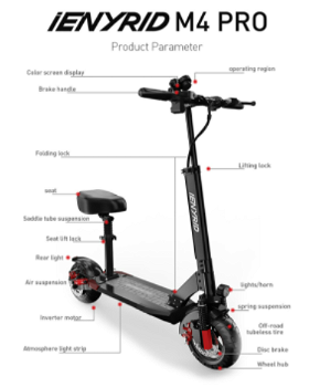 IENYRID M4 Pro Electric Scooter Foldable 10'' Off-road - 0