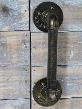industriële deurgreep, ijzer brons antiek,deurgreep - 4