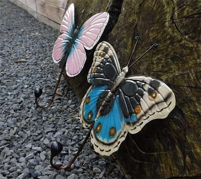 Set van 2 kapstok vlinders ,blauw & roze , vlinder,kapstok - 5