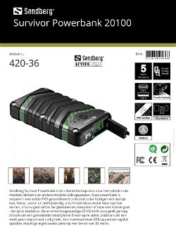 Survivor Powerbank 20100 ultieme back-up accu mobiele telefoons en andere mobiele USB-apparaten