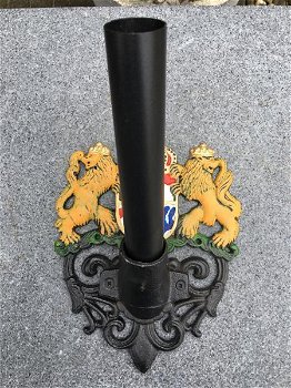 Vlaggenmasthouder, zwart met koninklijk logo, vlag - 4
