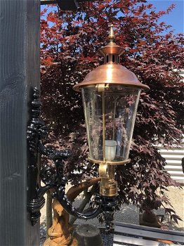 Wandlamp met lady black beugel, koper,messing lampenkop - 1