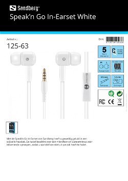 Speak’n Go In-Earset White Speak’n Go In-oor wit oortelefoon met microfoon en opneemknop