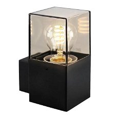 Zwarte wandlamp Zanel, Smoked glas,rechthoekig, led lamp