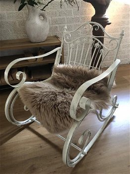 Prachtige pitoreske schommelstoel, smeedijzer, oldwhite - 0