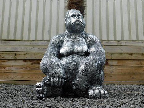 Gorilla , volledig uit polystone , beeld , XL , -groot, aap - 0