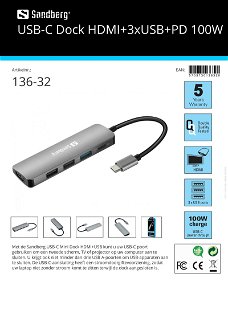 USB-C Dock HDMI + 3x USB + PD 100W  Mini Dock