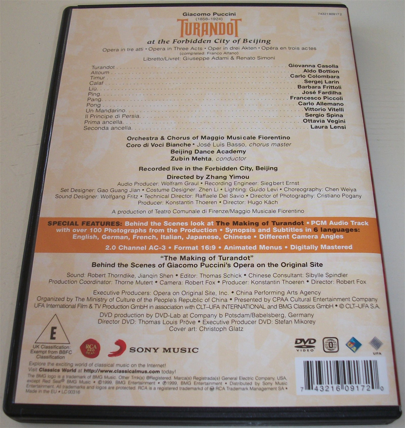 Dvd *** TURANDOT *** At the Forbidden City of Beijing - Afbeelding 2