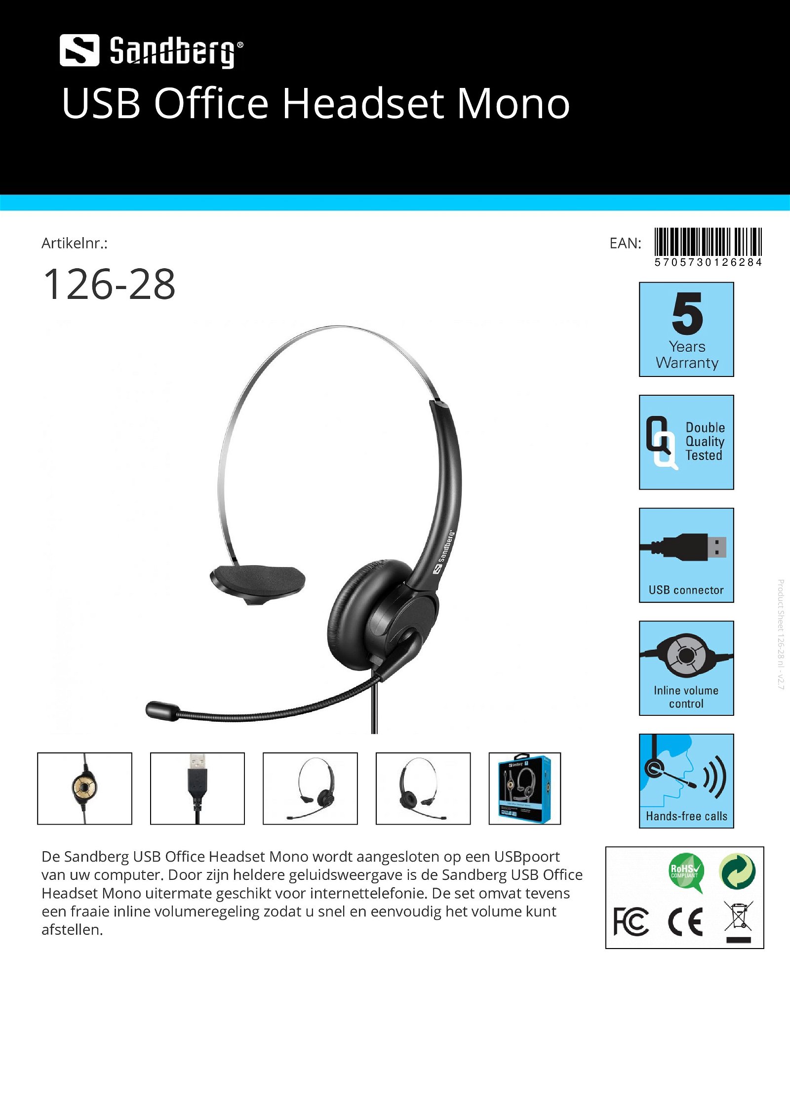 USB Office Headset Mono - nr. 1