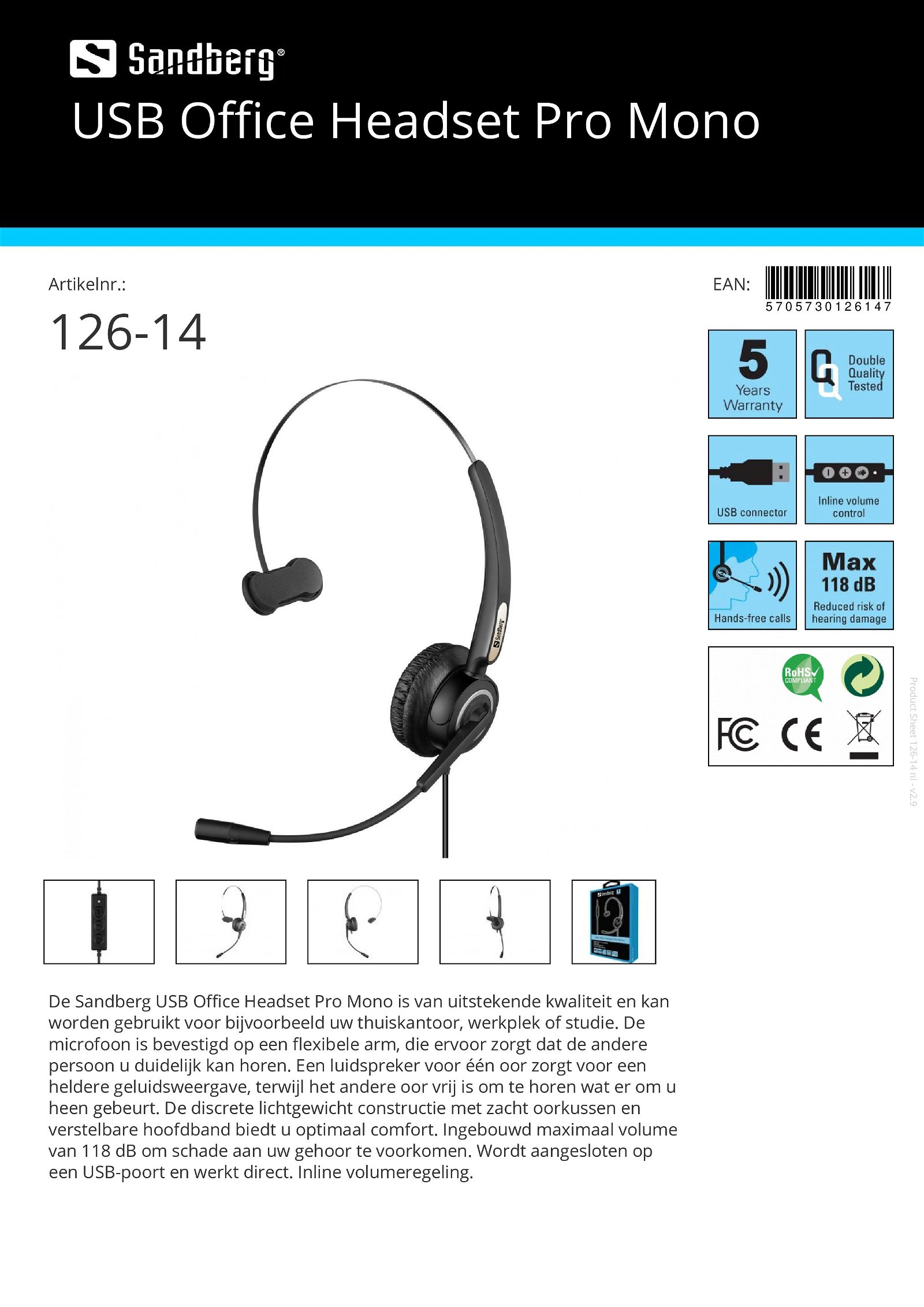 USB Office Headset Pro Mono - nr. 1