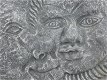 Reliëf wandplaat steen zon en de maan gietsteen, grijs - 3 - Thumbnail