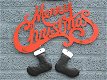 Merry Christmas , decoratieve old look hanger , sneeuwpop - 2 - Thumbnail