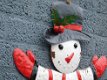 Merry Christmas , decoratieve old look hanger , sneeuwpop - 3 - Thumbnail