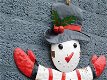 Merry Christmas , decoratieve old look hanger , sneeuwpop - 4 - Thumbnail