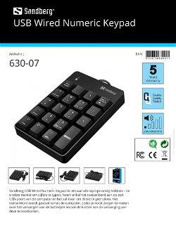 USB Wired Numeric Keypad USB bedraad Numeriek toetsenbord