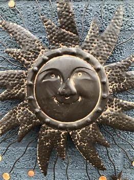 Metalen wandornament, de zon, maan en sterren , kado - 3