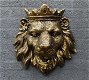 Leeuwenkop met kroon , goud zwart , Polystone - 0 - Thumbnail