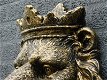 Leeuwenkop met kroon , goud zwart , Polystone - 2 - Thumbnail