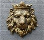 Leeuwenkop met kroon , goud zwart , Polystone - 6 - Thumbnail
