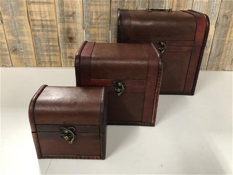 Prachtige koloniaal houten kistje, opbergkist-S ,kist ,koffer - 6