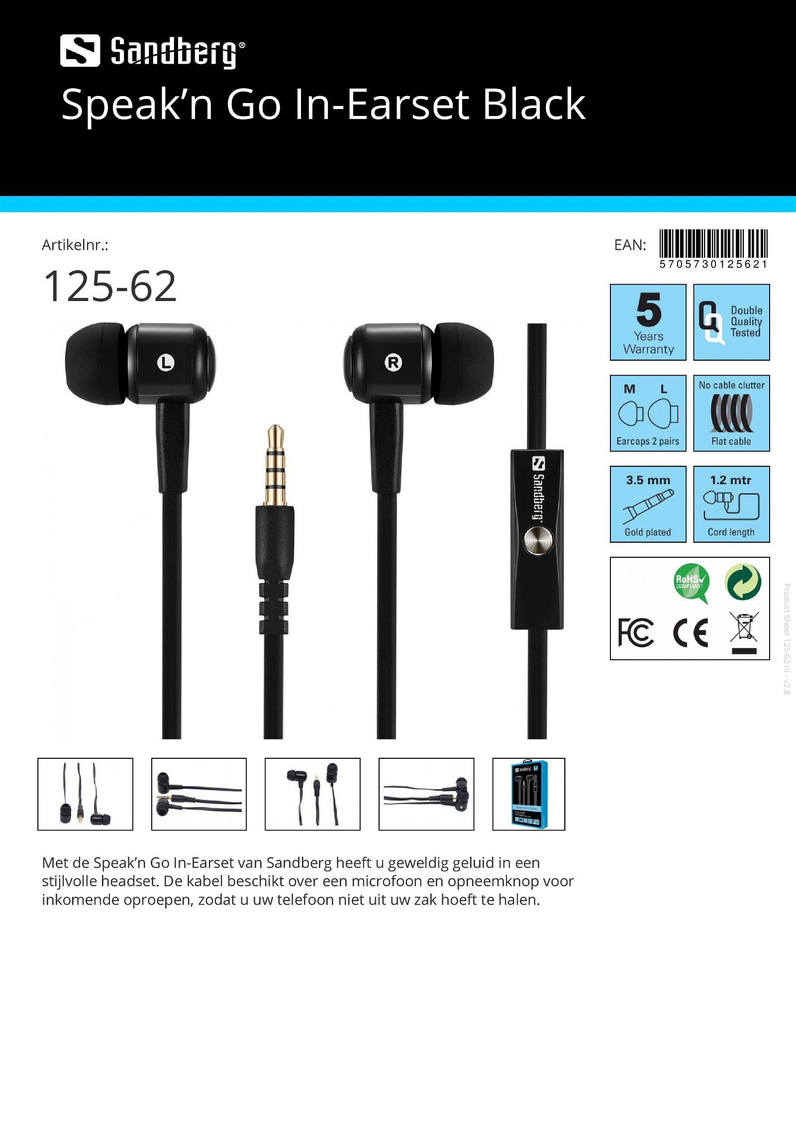 Speak’n Go In-Earset Black geweldig geluid stijlvol headset - nr. 1