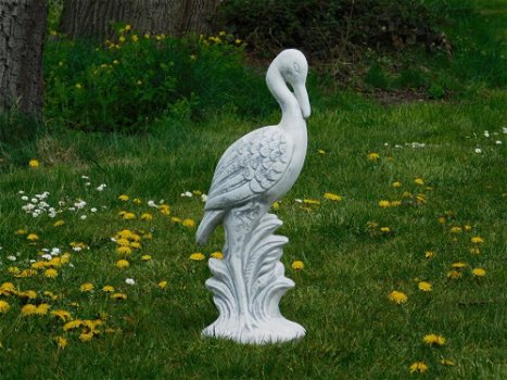 Beeld kraanvogel , vol steen , tuinbeeld - 1