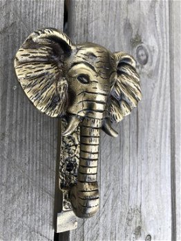 Prachtige deurklopper olifant, metaal brass messing. - 0