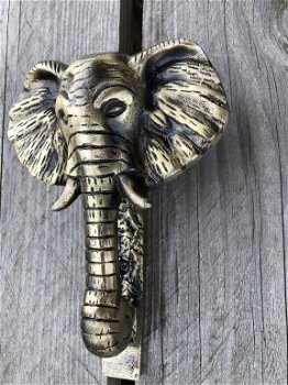 Prachtige deurklopper olifant, metaal brass messing. - 1