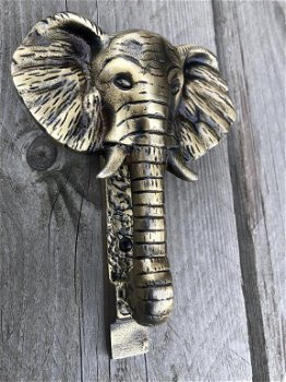 Prachtige deurklopper olifant, metaal brass messing. - 4