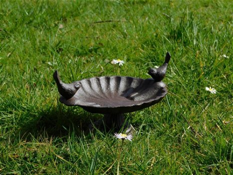 Vogelbadje met 2 vogeltjes , gietijzer , kado , vogel - 4