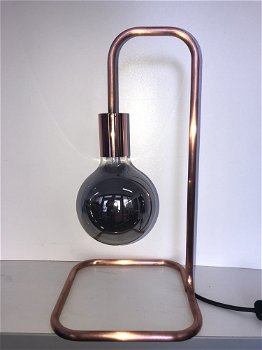 koperen single frame lamp, strak handmade design. - 0