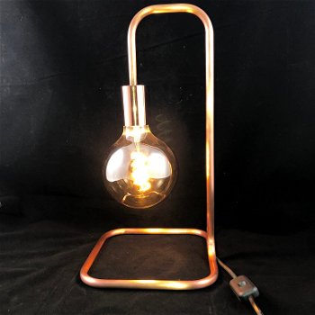 koperen single frame lamp, strak handmade design. - 3