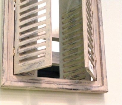 1 Spiegel venster met houten frame in Indische stijl - 1