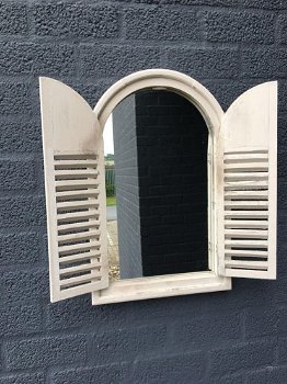 1 Spiegel venster met houten frame in Indische stijl - 5