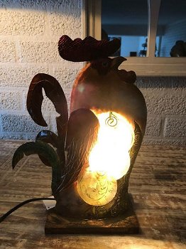Lamp met haan, decoratief, metaal, mooie lamp , kado - 0