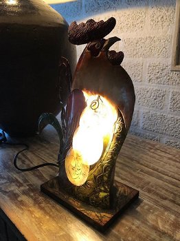 Lamp met haan, decoratief, metaal, mooie lamp , kado - 4