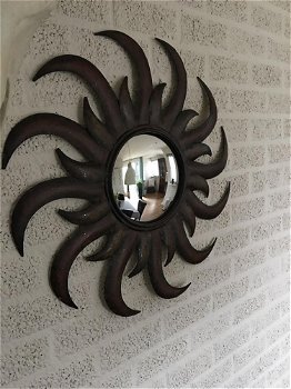 Prachtig decoratief wandornament, DE ZON + spiegel. - 4