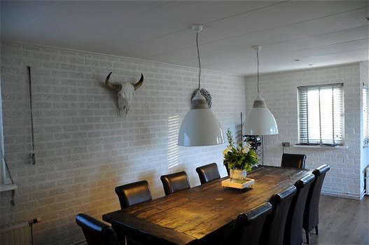 Prachtige By boo hanglamp, creme , wit, hout afzetting. - 1