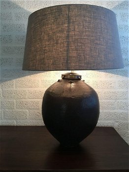 Prachtige lamp op oud indonesische rijstekruik, UNIEK - 3