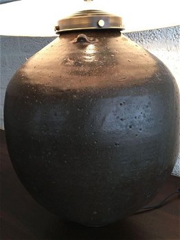 Prachtige lamp op oud indonesische rijstekruik, UNIEK - 5