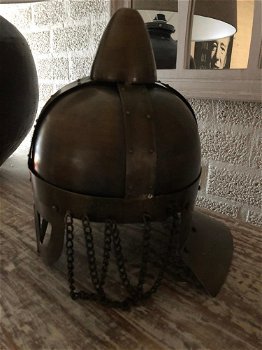 Ridderhelm koper-groen metaal,helm , ridder - 2