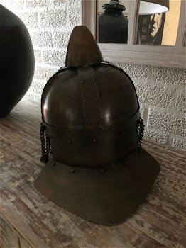 Ridderhelm koper-groen metaal,helm , ridder - 3