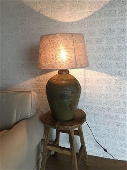 Unieke lamp op originele oude Azeatische water-kruik - 4