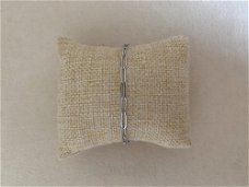 Zilveren petite schakel armband bedel paperclip verzilverd